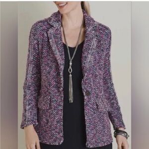Chico's Purple Tweed Knit Cardigan
